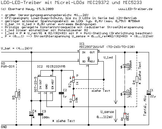 LDO-LED-Treiber mit MIC29372