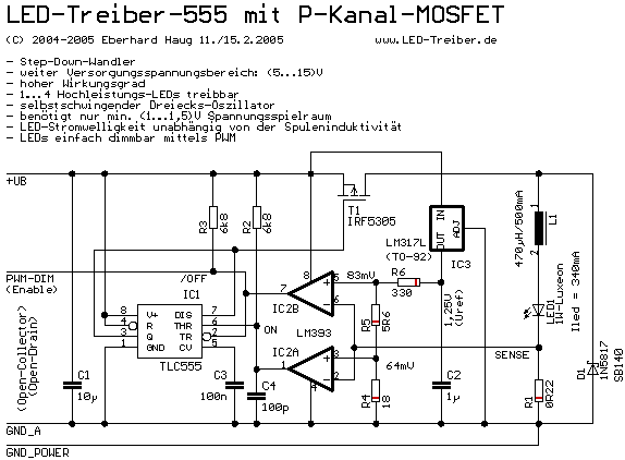 LED-Treiber mit P-Kanal-MOSFET