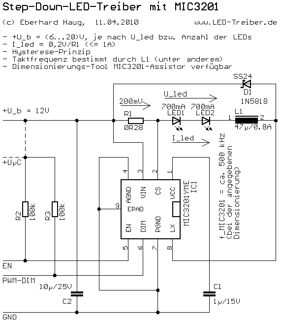 LED-Treiber mit MIC3201