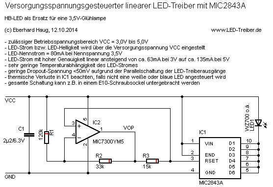 LDO-LED-Treiber mit MIC2843A